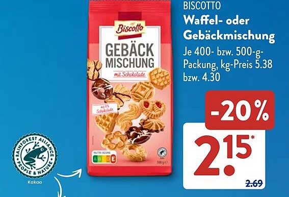 Biscotto Waffel- oder Gebäckmischung mit Schokolade