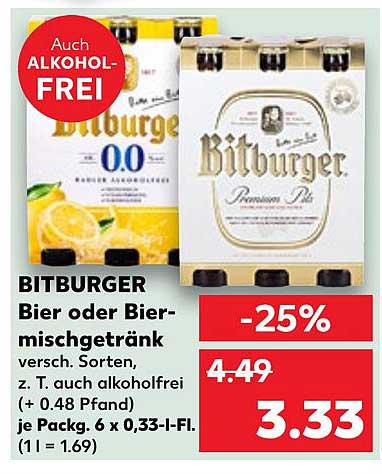 BITBURGER Bier oder Biermischgetränk