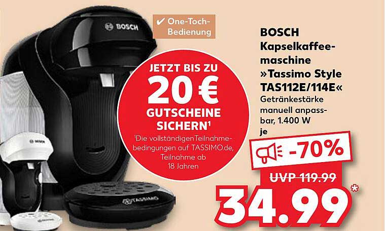 BOSCH Kapselkaffeemaschine »Tassimo Style TAS112E/114E«