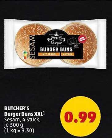 BUTCHER'S Burger Buns XXL - Sesam, 4 Stück, je 300 g
