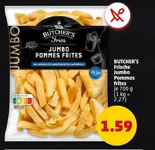 BUTCHER'S Frische Jumbo Pommes frites je 700 g