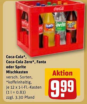 Coca-Cola*, Coca-Cola Zero*, Fanta oder Sprite Mischkasten