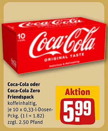 Coca-Cola oder Coca-Cola Zero Friendspack