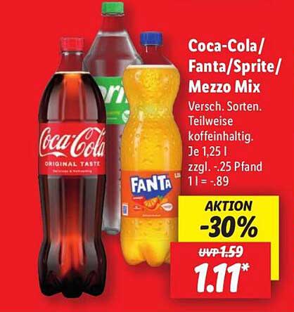 Coca-Cola/Fanta/Sprite/Mezzo Mix 1,25 L