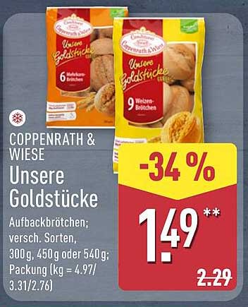 COPPENRATH & WIESE Unsere Goldstücke Aufbackbrötchen 300g