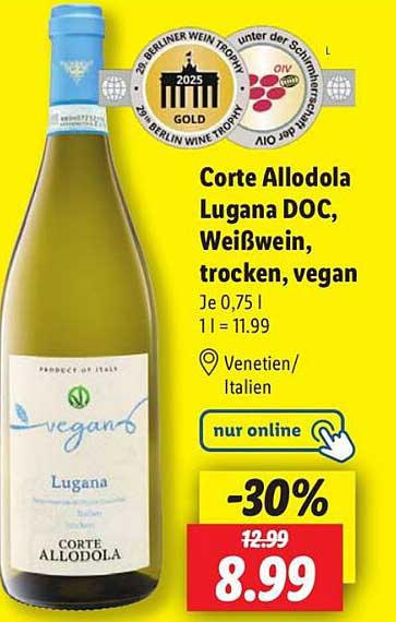 Corte Allodola Lugana DOC, Weißwein, trocken, vegan
