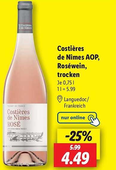 Costières de Nîmes AOP, Roséwein, trocken