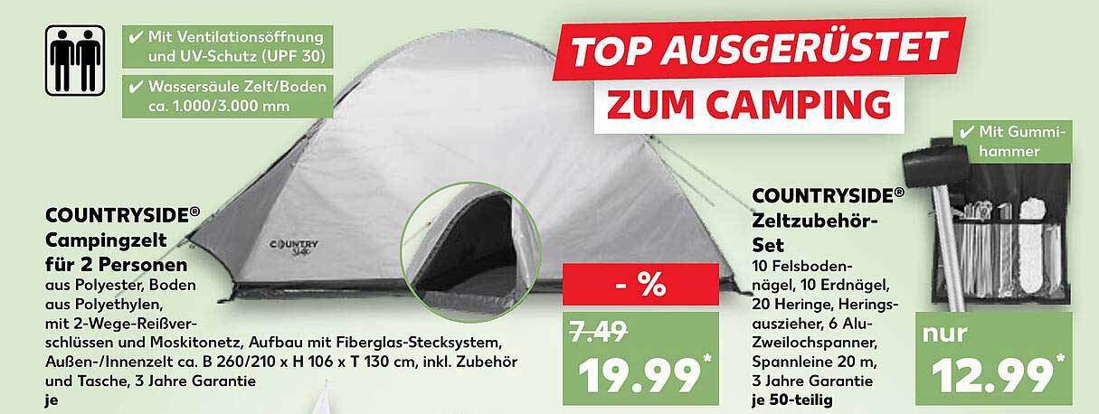 COUNTRYSIDE® Campingzelt für 2 Personen