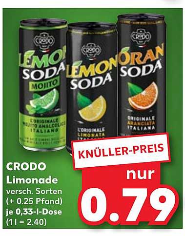 CRODO Limonade - verschiedene Sorten nur 0,79 €