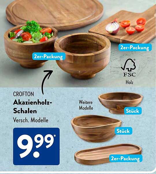 CROFTON Akazienholz-Schalen – Verschiedene Modelle