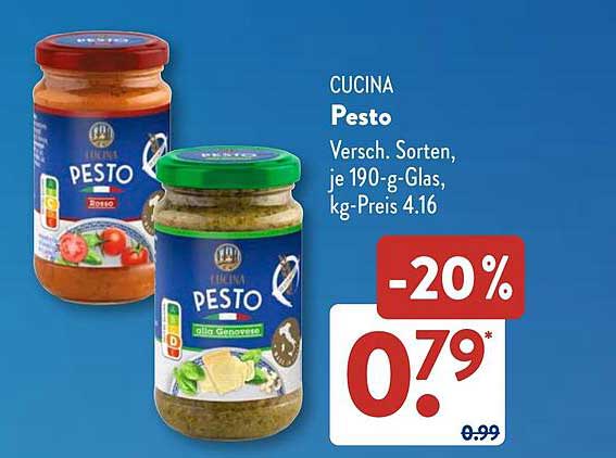 CUCINA Pesto, verschiedene Sorten, 190 g-Glas