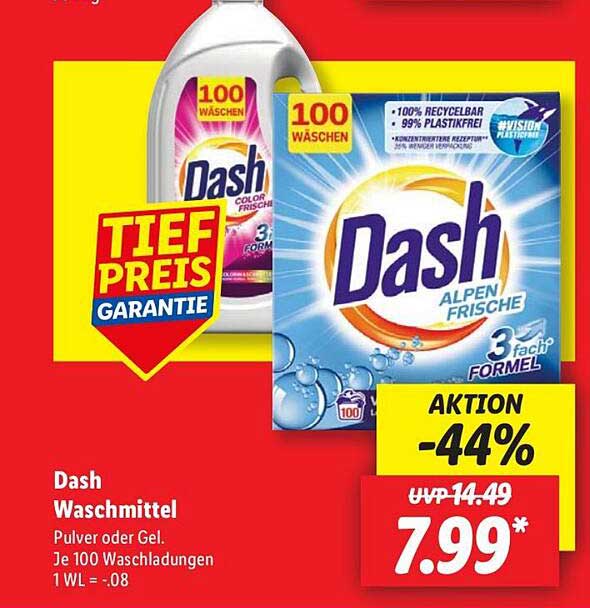 Dash Waschmittel - Pulver oder Gel für strahlende Sauberkeit