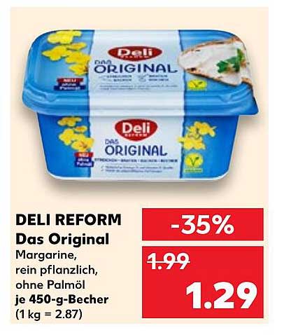 DELI REFORM Das Original Margarine, rein pflanzlich, ohne Palmöl