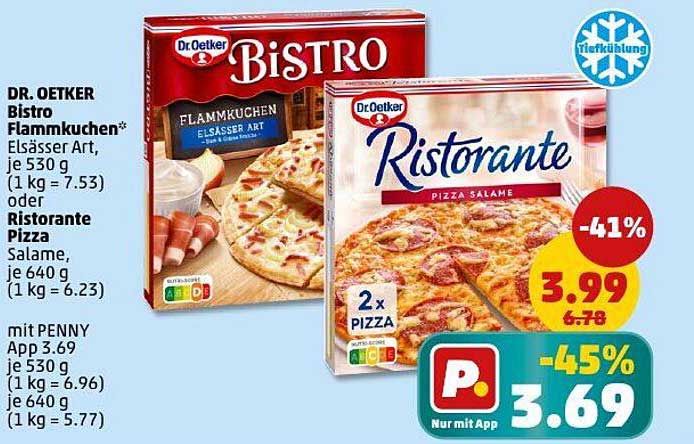 Dr. Oetker Bistro Flammkuchen Elässser Art oder Ristorante Pizza Salame