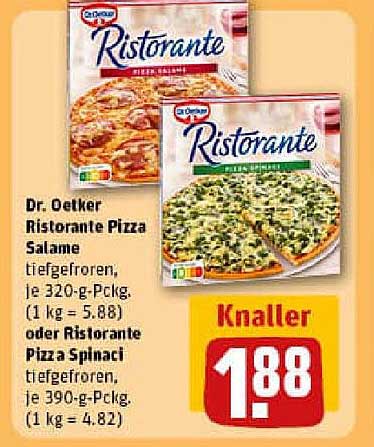Dr. Oetker Ristorante Pizza Salame oder Spinat