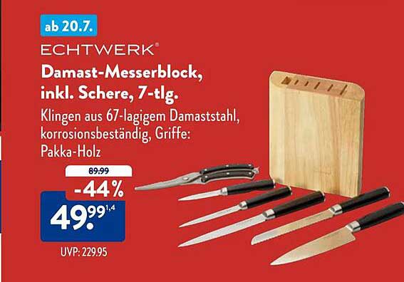Echtwerk Damast-Messerblock, inkl. Schere, 7-tlg.