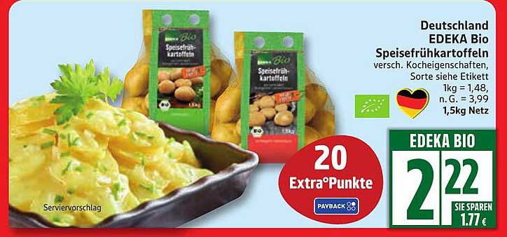EDEKA Bio Speisefrühkartoffeln 1,5 kg zum Sonderpreis