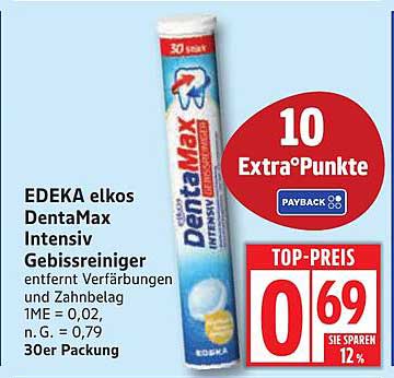 EDEKA elkos DentaMax Intensiv Gebissreiniger 30er Packung