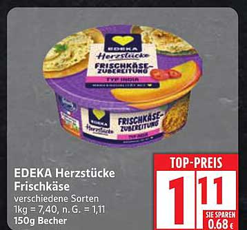 EDEKA Herzstücke Frischkäse verschiedene Sorten 150g Becher