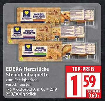 EDEKA Herzstücke Steinofenbaguette, zum Fertigbacken, verschiedene Sorten