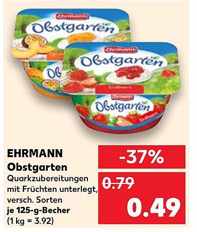 EHRMANN Obstgarten Quarkzubereitungen 125 g Becher