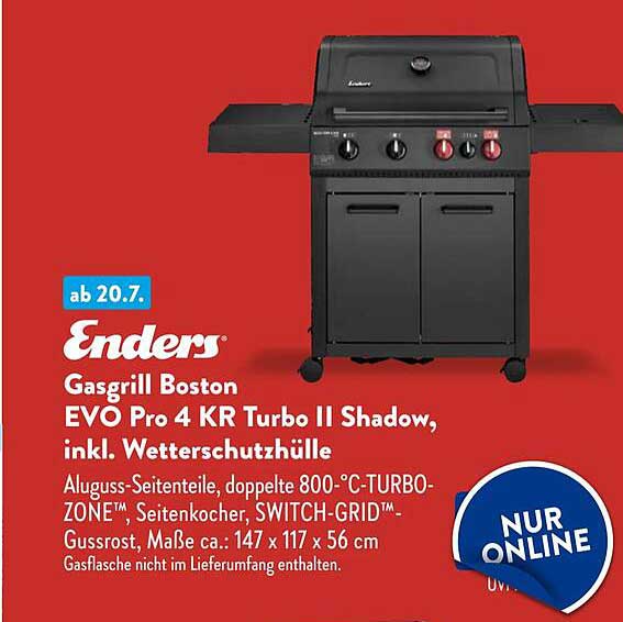 Enders Gasgrill Boston EVO Pro 4 KR Turbo II Shadow, inkl. Schutzhülle