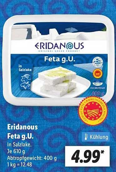 Eridanous Feta g.U. in Salzlake 400 g