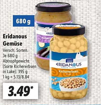 Eridanous Gemüse, 680 g - Verschiedene Sorten