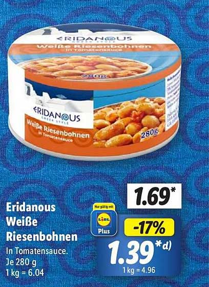 Eridanous Weiße Riesenbohnen in Tomatensauce 280 g