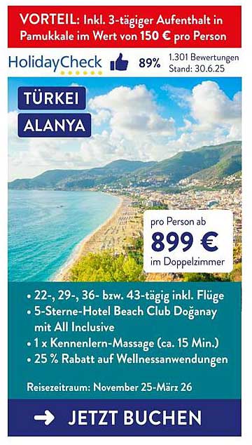 Exklusives Urlaubspaket Türkei - Alanya