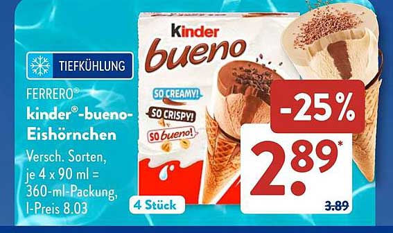 Ferrero® kinder®-bueno-Eishörnchen - 25% Rabatt!