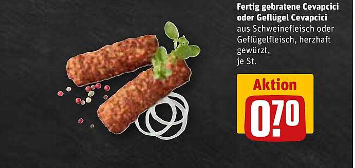 Fertig gebratene Cevapcici oder Geflügel Cevapcici aus Schweinefleisch oder Geflügel, herzhaft gewürzt, je St.