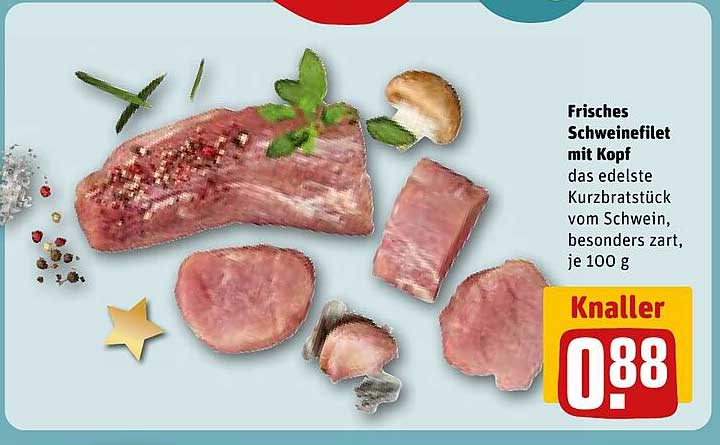 Frisches Schweinefilet mit Kopf