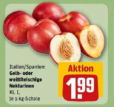 Gelb- oder weißfleischige Nektarinen, Kl. I, je 1-kg-Schale