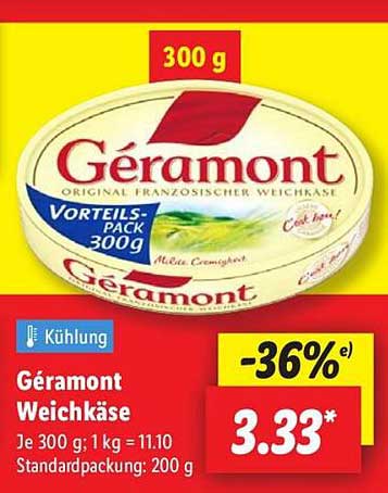 Géramont Weichkäse 300 g - Original französischer Weichkäse
