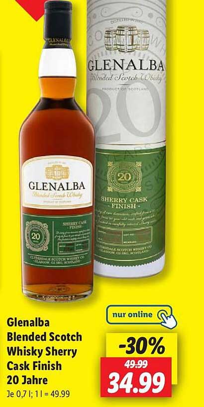 Glenalba Blended Scotch Whisky Sherry Cask Finish 20 Jahre