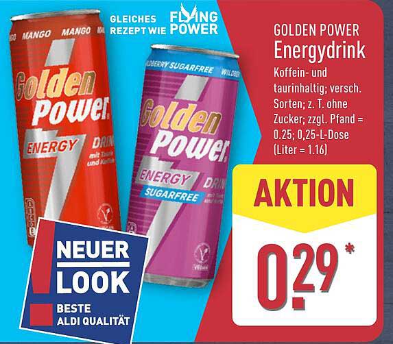 Golden Power Energy Drink - Koffein- und taurinhaltig, verschiedene Sorten