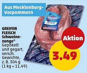 GREIFEN FLEISCH Schweinzung – Gepökelt und gegart