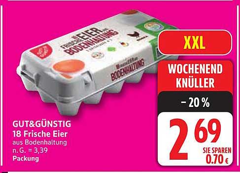 GUT& GÜNSTIG 18 Frische Eier aus Bodenhaltung