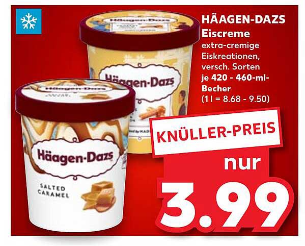 Häagen-Dazs Eiskreme, verschiedene Sorten, 420-460 ml Becher