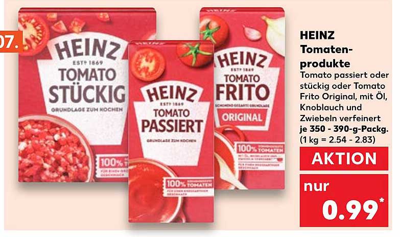 HEINZ Tomatenprodukte: Tomate passiert, Stückig oder Frito Original
