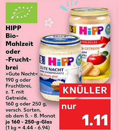 HIPP Bio-Mahlzeit oder -Fruchtbrei, 190 g oder 250 g