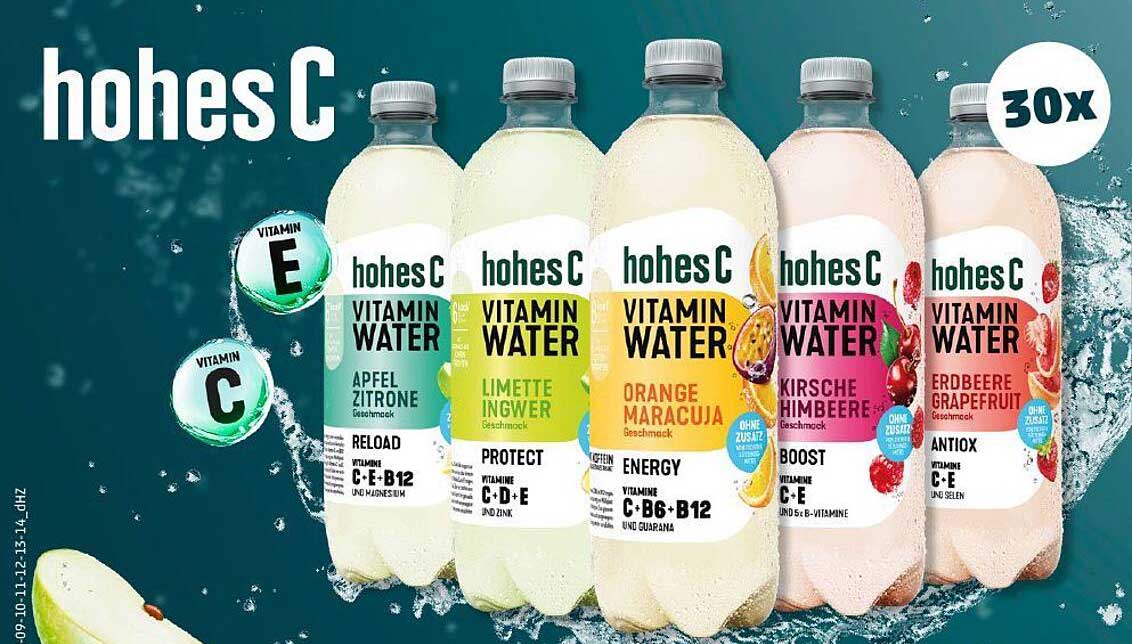 hohes C Vitamin Water – 6 verschiedene Geschmacksrichtungen