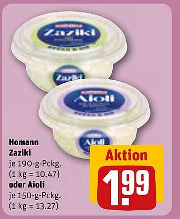 Homann Zaziki oder Aioli, je 190-g- bzw. 150-g-Packung