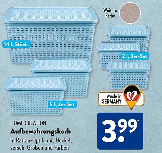 HOME CREATION Aufbewahrungskorb in Rattan-Optik