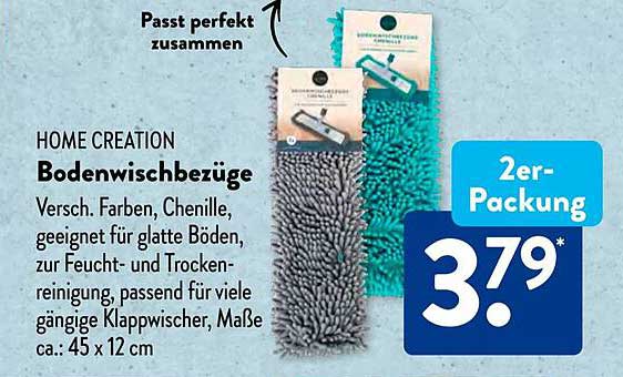 HOME CREATION Bodenwischbezüge 2er-Packung