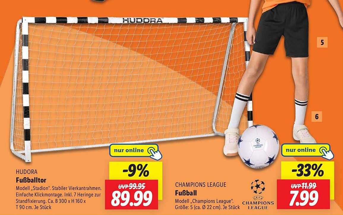 HUDORA Fußballtor mit Champions League Fußball