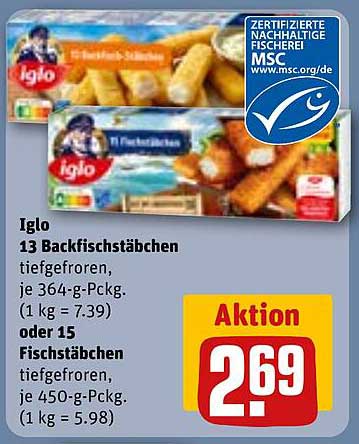 Iglo Backfischstäbchen 13 Stück - Tiefgefroren