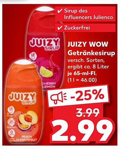 JUIZY WOW Getränkesirup - Zuckerfrei und erfrischend