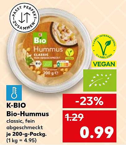 K-BIO Bio-Hummus classic, fein abgeschmeckt 200 g